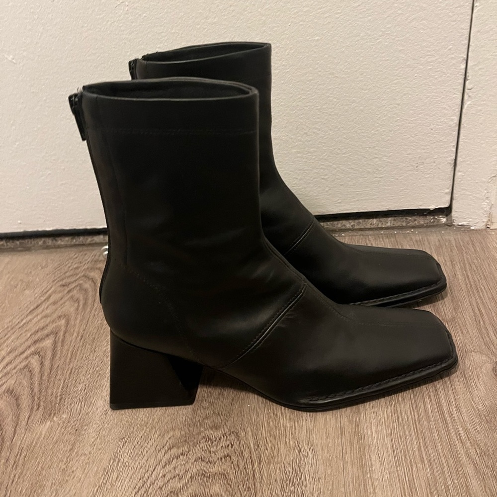 Topshop Leather Square Toe Boots